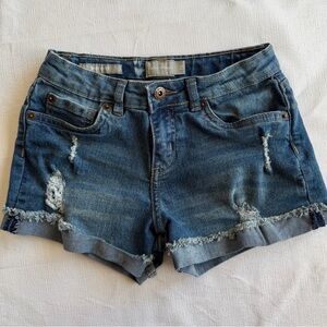 Lucky Brand Girls Riley Distressed Denim Blue Jean Cut Off Shorts Girls Sz 12
